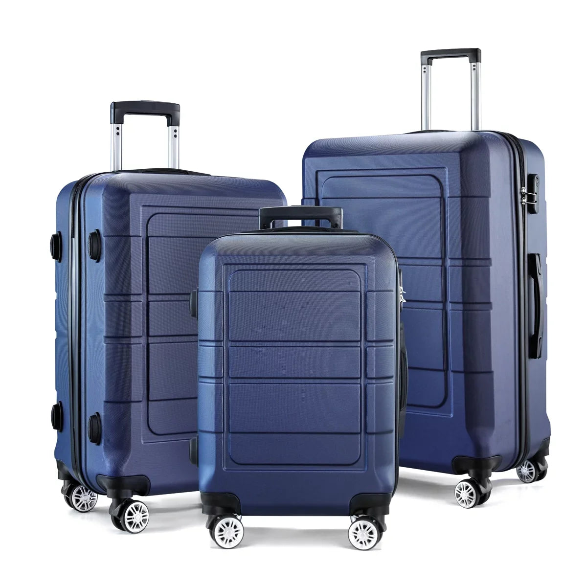 Lock Suitcase TSA Wheels Blue PC+ABS Expandable Durable GOWELL Luggage Sets Double