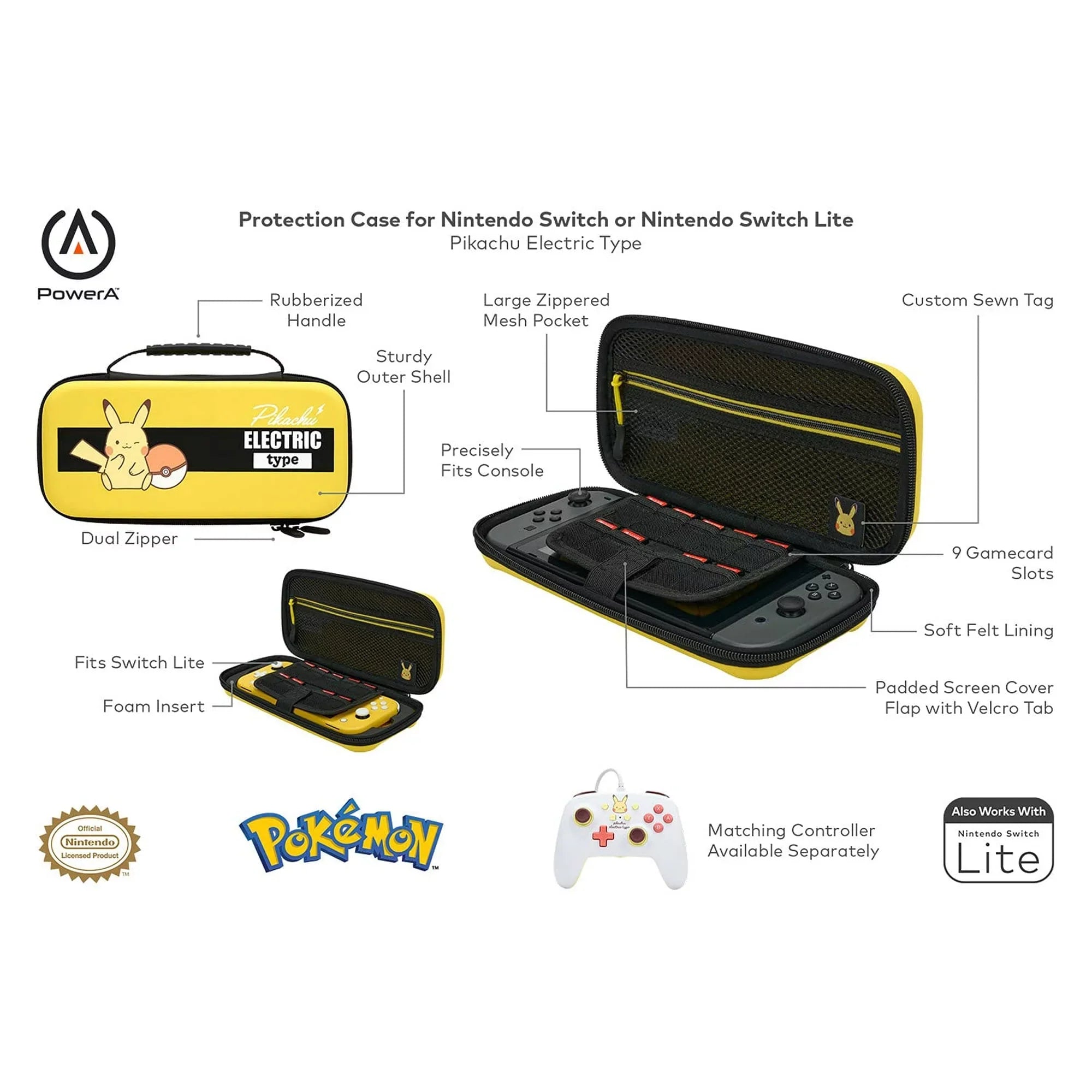 With Axtion Bolt Pikachu PowerA Case - Nintendo OLED Lite Nintendo New Like Manual Protection or Model, Kit Electric Nintendo Type - - Switch Switch Bundle Switch Cleaning for
