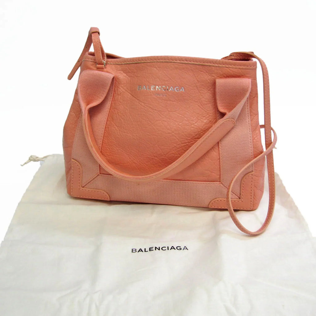 Pre-Owned Women's XS Bag Navy Pink (Good) Canvas,Leather Handbag,Shoulder Light 390346 Balenciaga Cabas