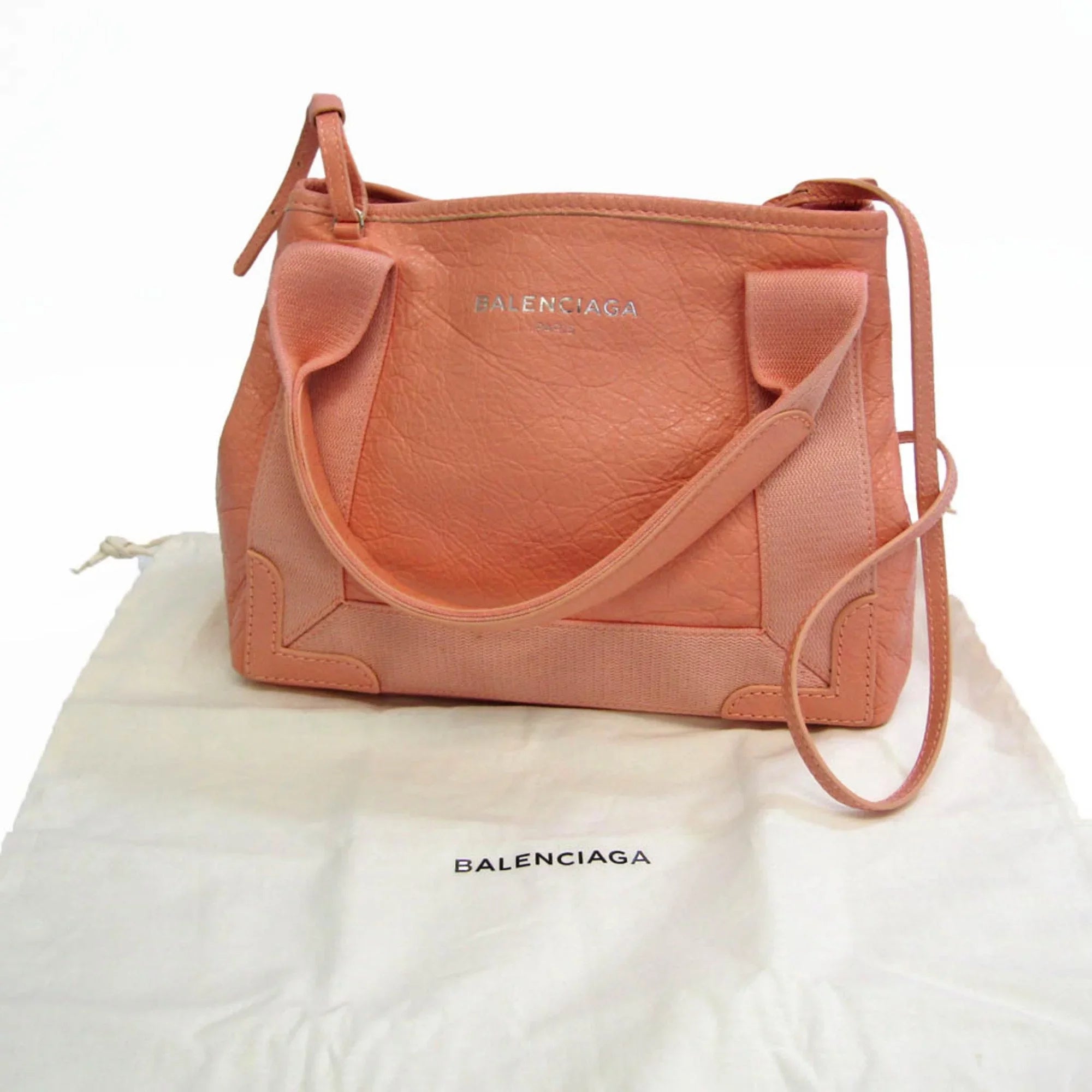Pre-Owned Women's XS Bag Navy Pink (Good) Canvas,Leather Handbag,Shoulder Light 390346 Balenciaga Cabas