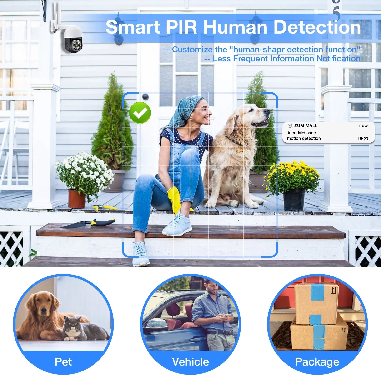 View, Camera Night in) Motion TOPVISION Camera Cameras WiFi, Audio Detection, 2 360° Camera, Security Home Door PTZ WiFi Vision 2K with (2.4Ghz Plug Full Way Siren, Color Outdoor