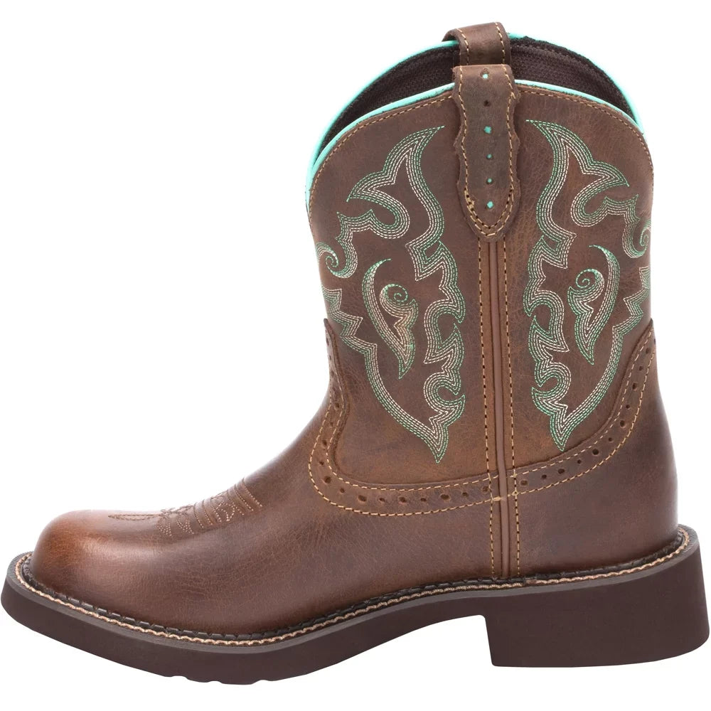 Justin Calf Mid Toe Round Boots Boots Heel Gemma 1-2" Low Casual Womens