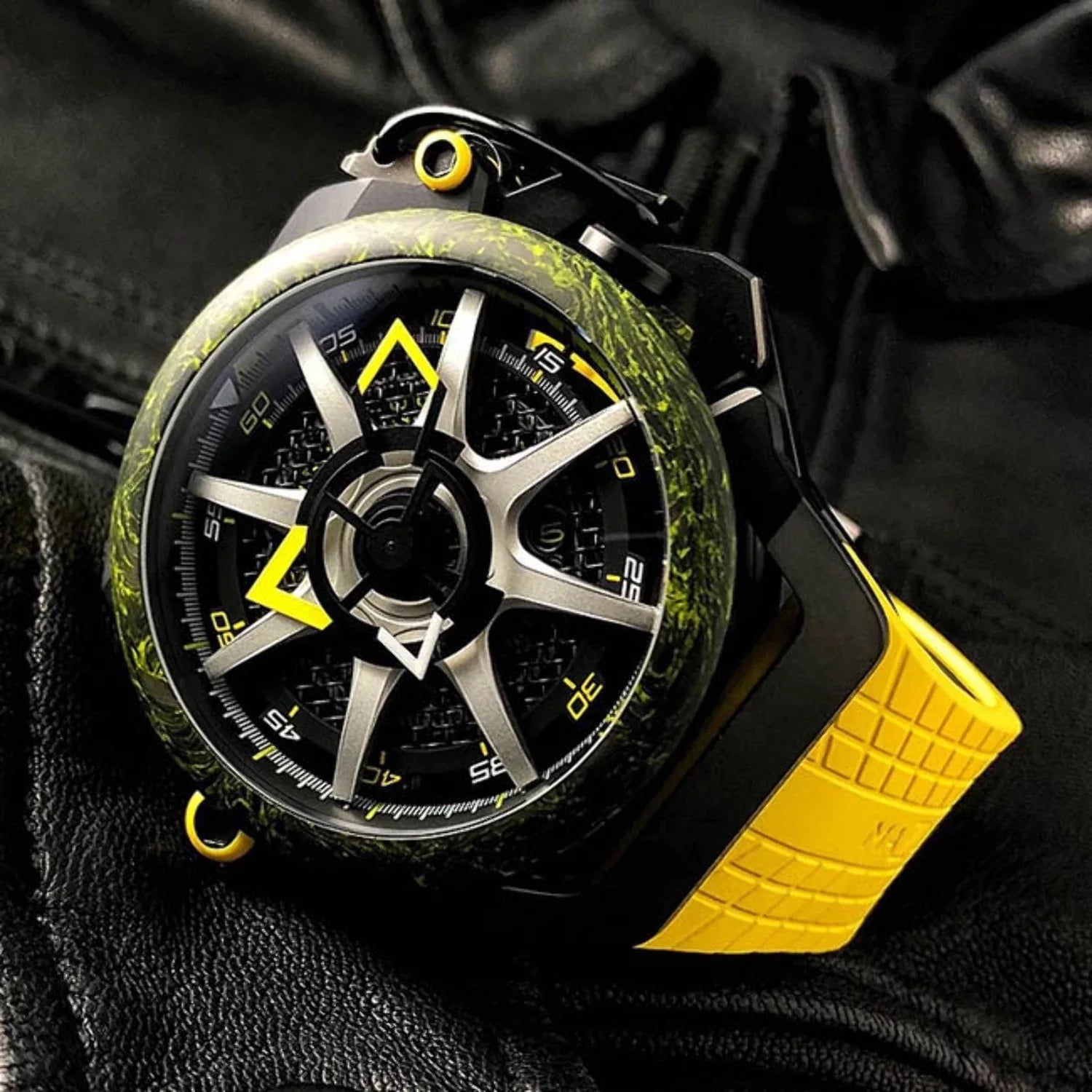 for - Rim Watch Black Men Twin Dial Reversible Automatic Adult Monza Chronograph Mazzucato