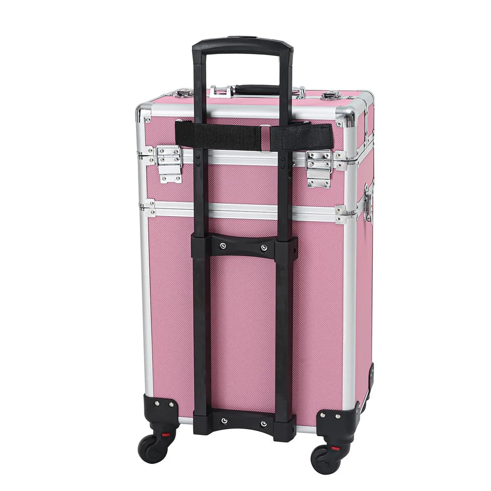 Case,Pink Makeup Drawers with Rolling Train Trolley Zeng Case Case Makeup