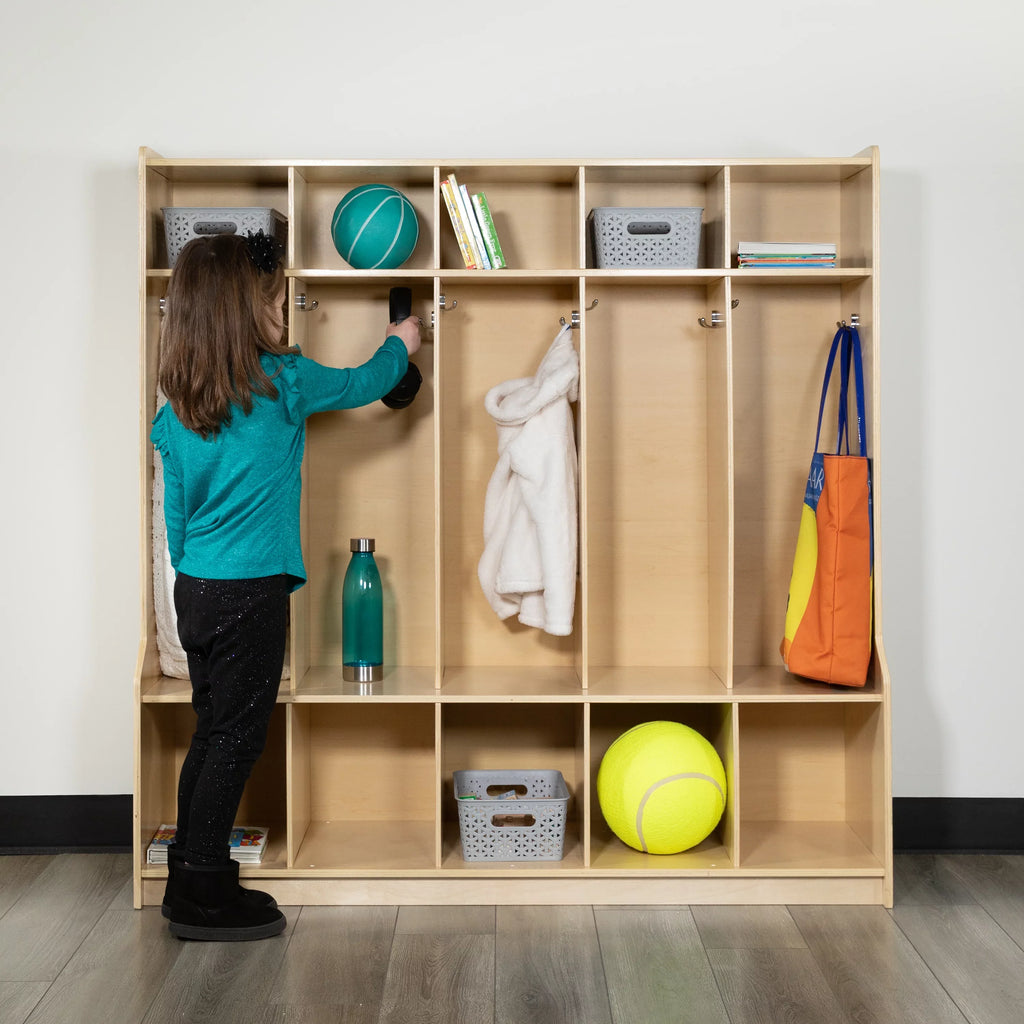 Bench, 5 Wood Oliver School Storage + Cubbies Hook and Coat Section Emma Locker with Organizer