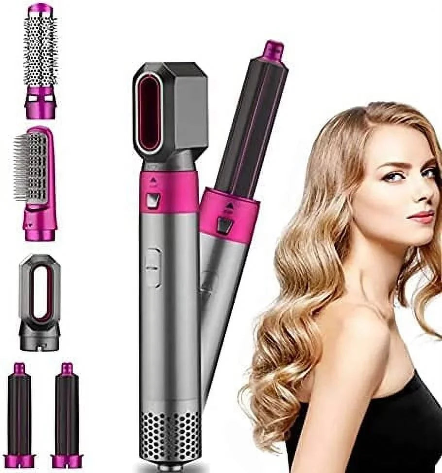 and Dryer - - 5-in-1 Detachable Negative Color: Brush Styling, Automatic Straightening Brush Heads PinkGold Dryer Blow Ionic Curling Hair Hair with Brush Styler for Electric