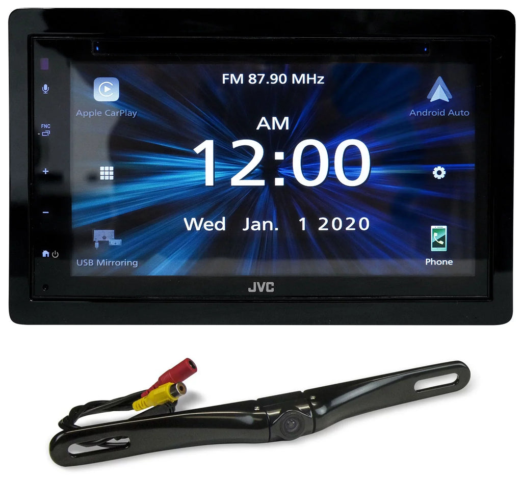Monitor DVD Cam JVC KW-V660BT Car Receiver+Backup Carplay/Bluetooth/Android 6.8"