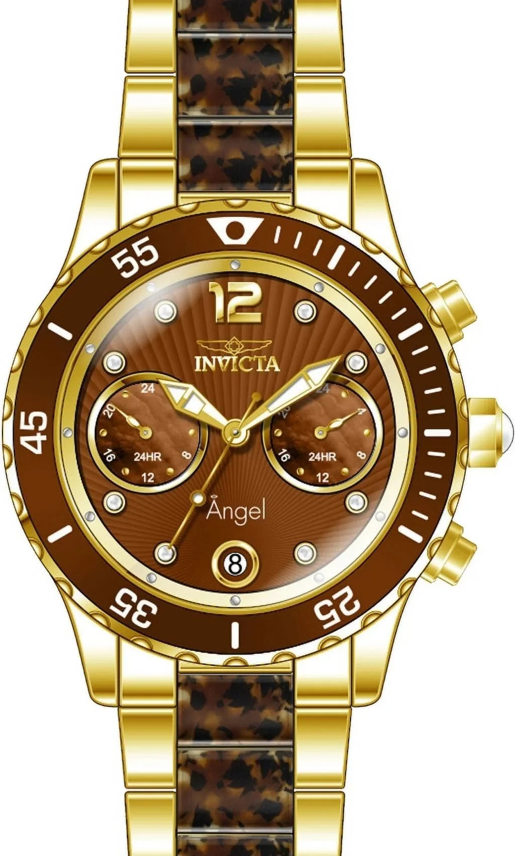 Analog Women's & Invicta 24706 Brown Steel Case Watch Angel Bracelet Quartz