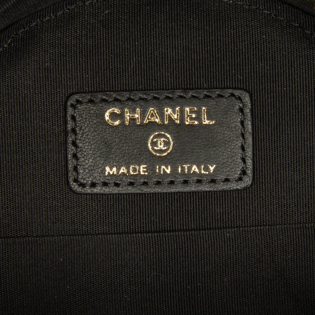 Lambskin Unisex Chanel and 19 Tweed (Good) Pre-Owned Crossbody with Coin Authenticated Clutch Chain Purse Black Bag Fabric Round