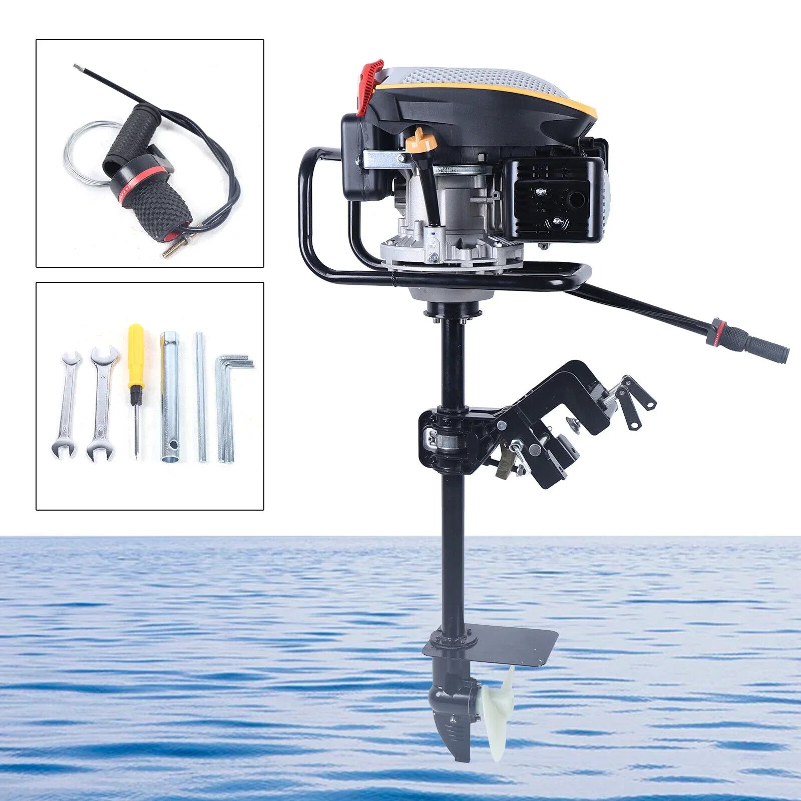 Outboard Boat Outboard Engine,225CC Heavy Air Outboard Stroke Boat 4 YIYIBYUS Duty Cooling Motor 4.3KW Propeller Motor System Engine