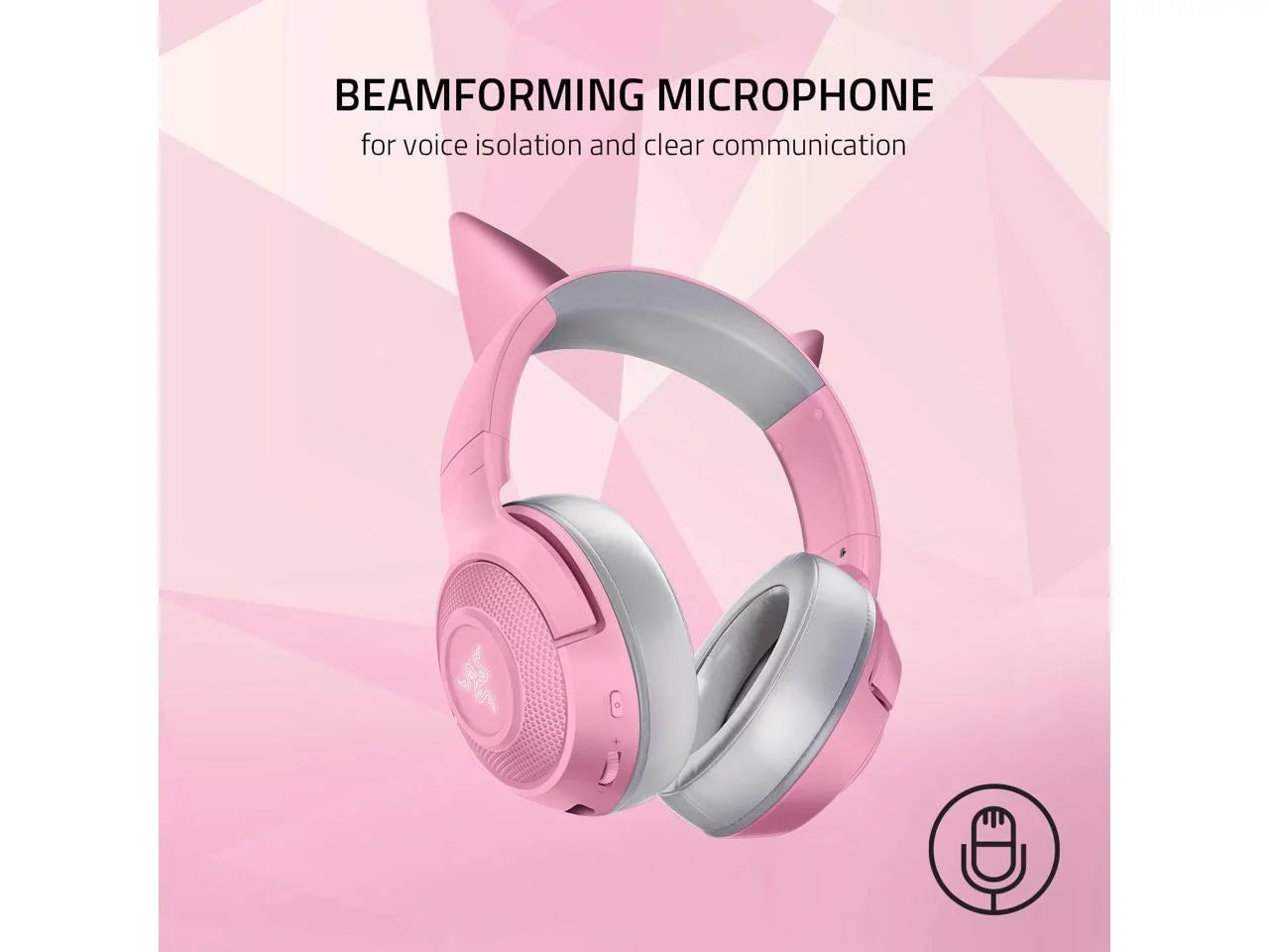 '- - Bluetooth Connection Custom-Tuned Powered Microphone Kraken Beamforming Razer Razer Quartz Latency Drivers - 40mm Edition: 5.0-40ms Chroma Pink - by Kitty BT Low