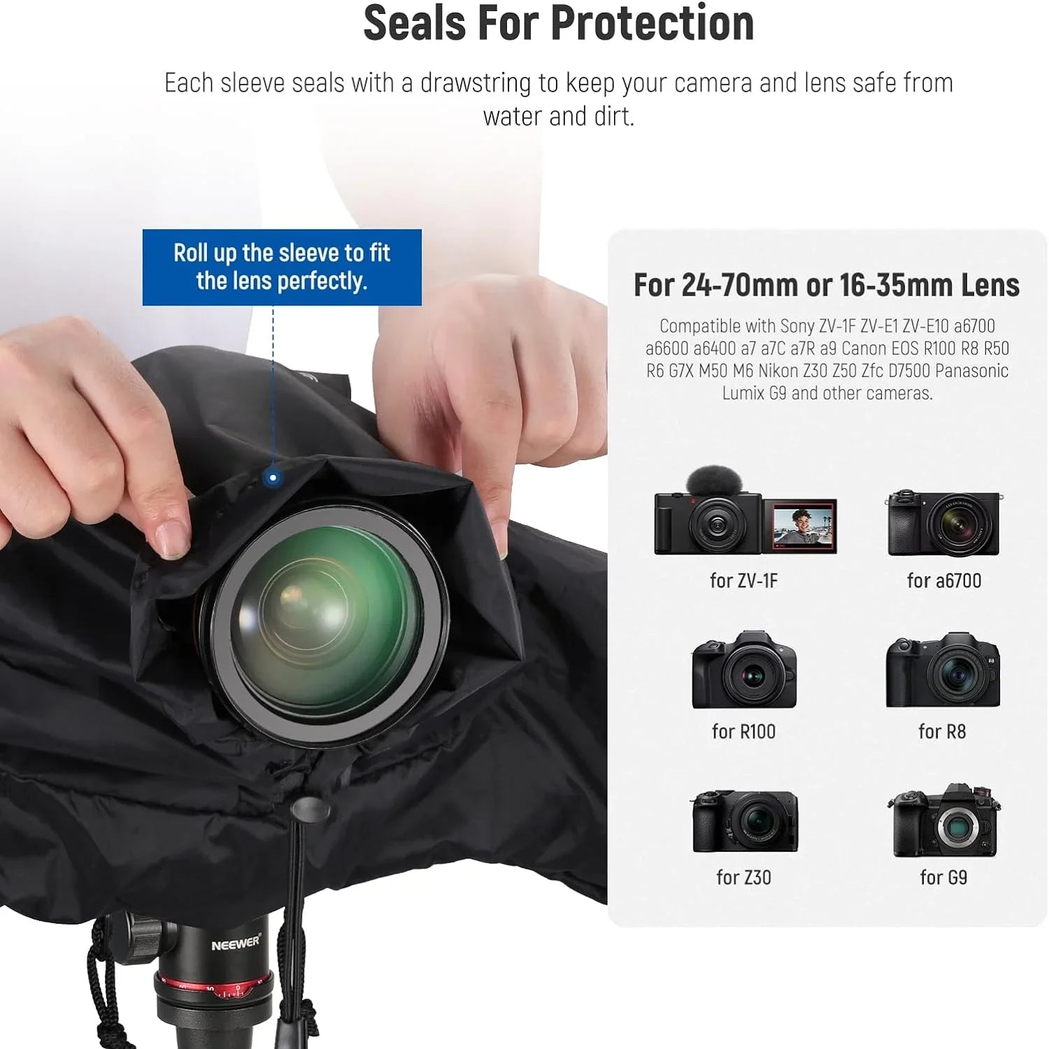 Camera NEEWER DSLR Durable Cover, Camera Vlog with Mini Compatible Rain Size Sony Canon Nylon Mirrorless Nikon Raincoat