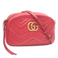 Bag 447632 Leather Gucci GG Shoulder (Good) Marmont Small Pre-Owned Red Women's Quilted