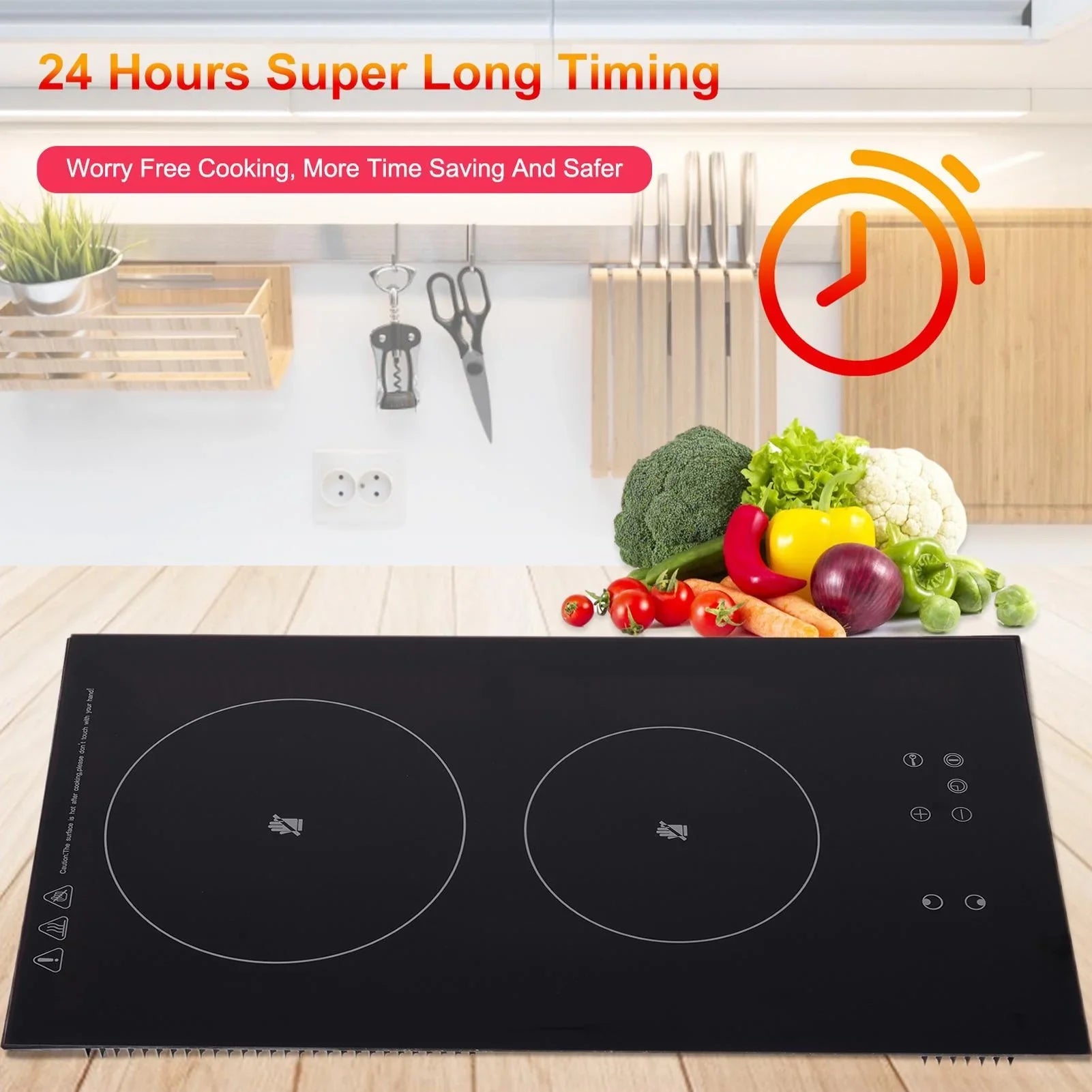 Induction Cooktop | Glass Stove | Simmer, Slow 2 Fry WAASOSCON Burner Induction Steam, Burner Electric 110V Vertical Ceramic Cookware Most for Portable Top Countertop and Cook,