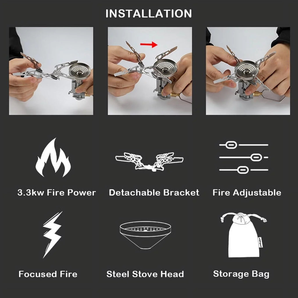 Backpacking Cooking 3300W Stove for Easy Quick Camping on and Go CAMPINGMOON High Stove Efficiency