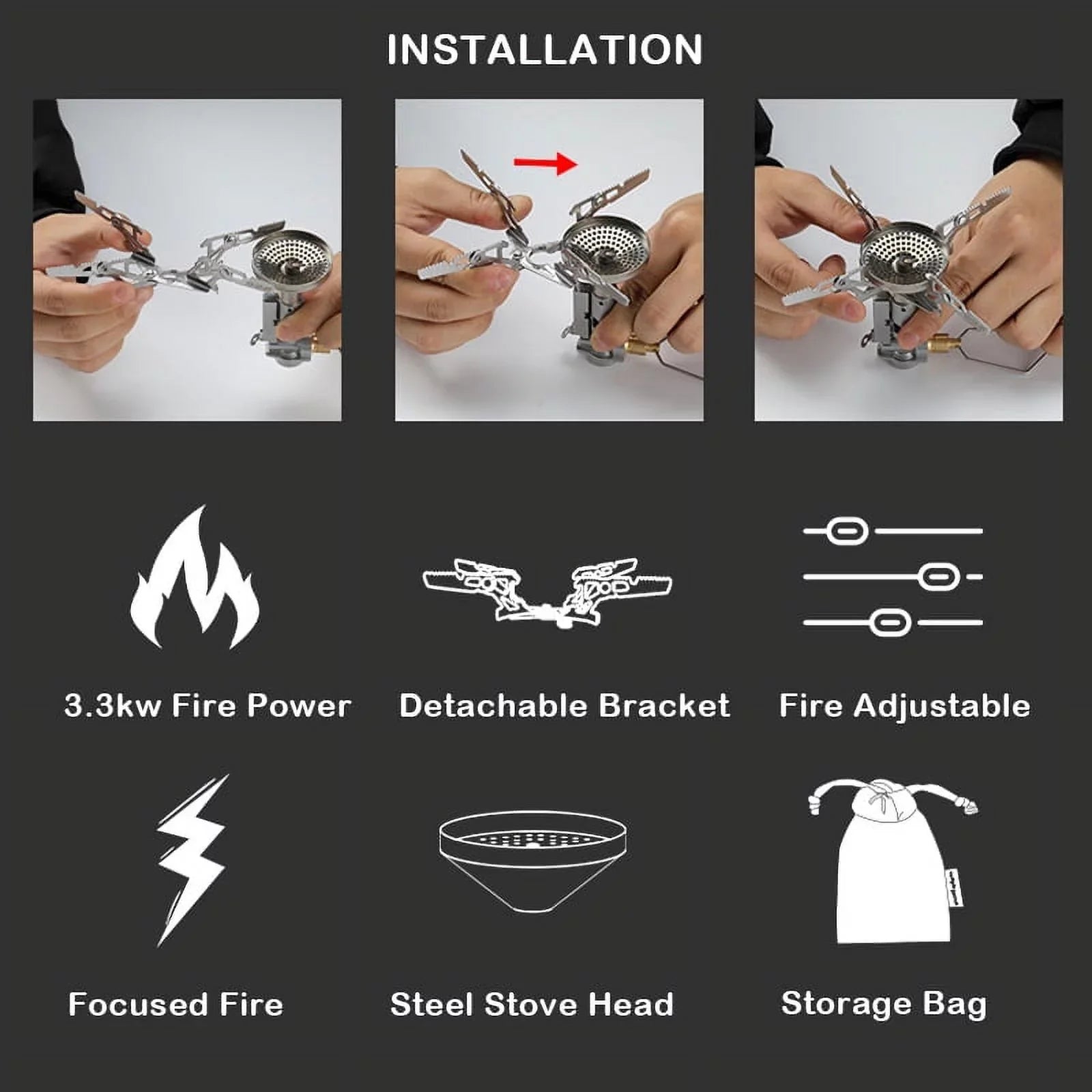 Backpacking Cooking 3300W Stove for Easy Quick Camping on and Go CAMPINGMOON High Stove Efficiency