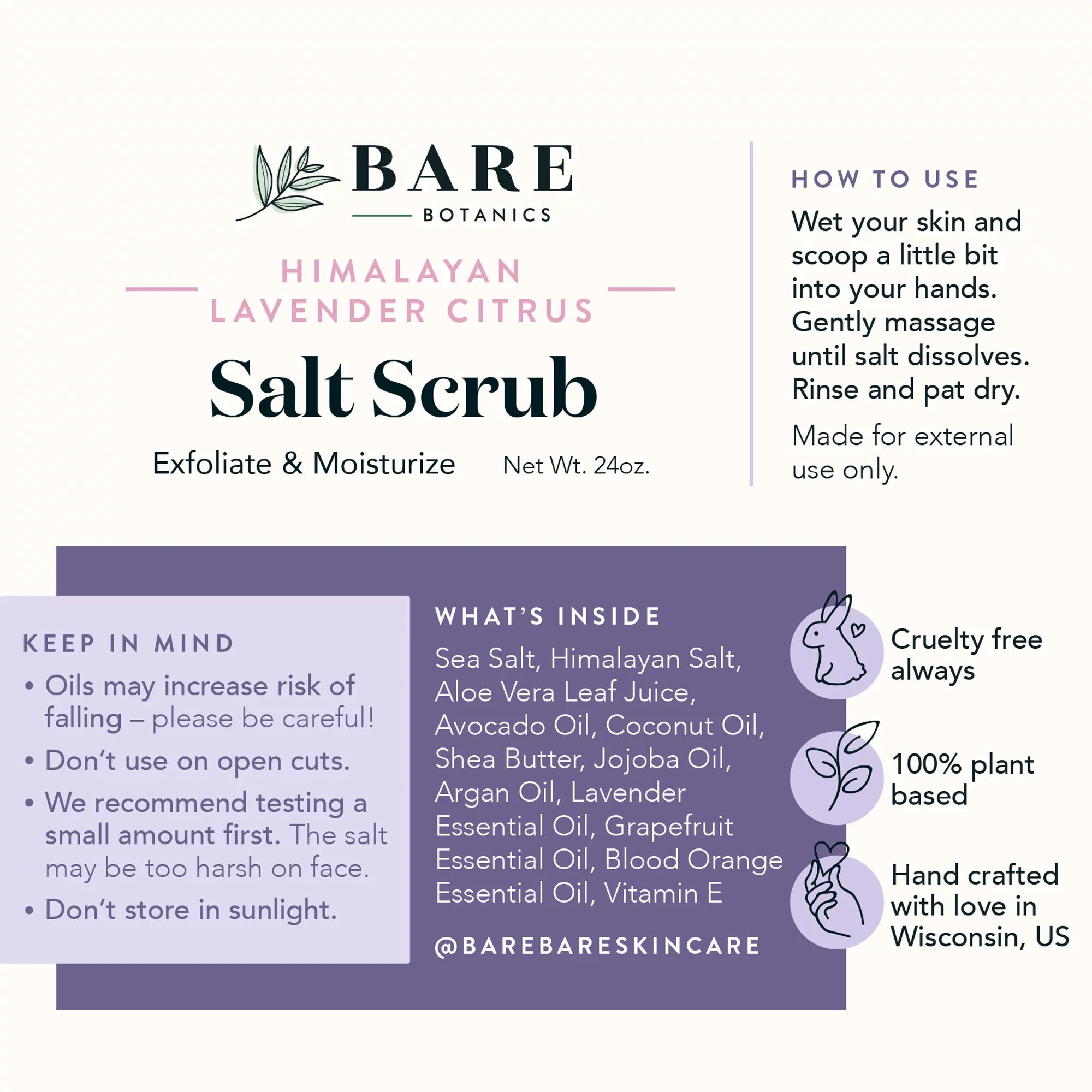 Body Botanics Salt Scrub Scrub Citrus Himalayan Bare oz 24 Lavender