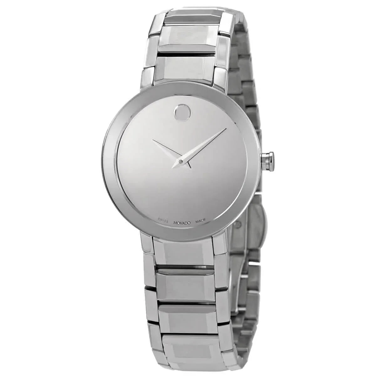 Ladies Dial Mirror Watch Silver Sapphire Movado Quartz 0607547
