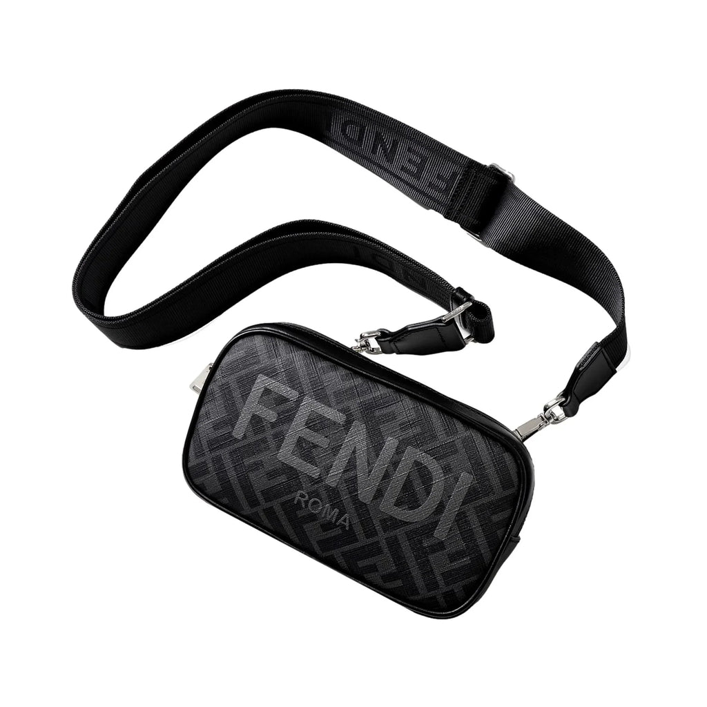 Crossbody Fendi Bag Camera Roma Zucca Black Mini Canvas