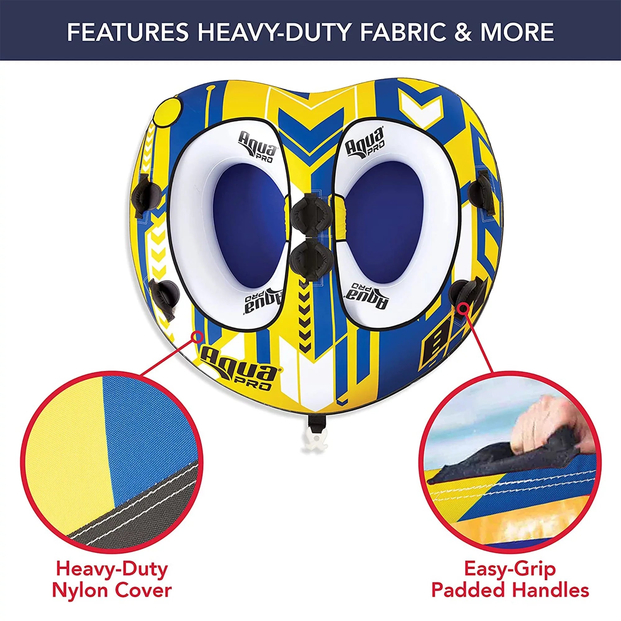 Nylon Heavy AquaPro 2 Person Style Deck Yellow Rider, Blue Towable Duty &