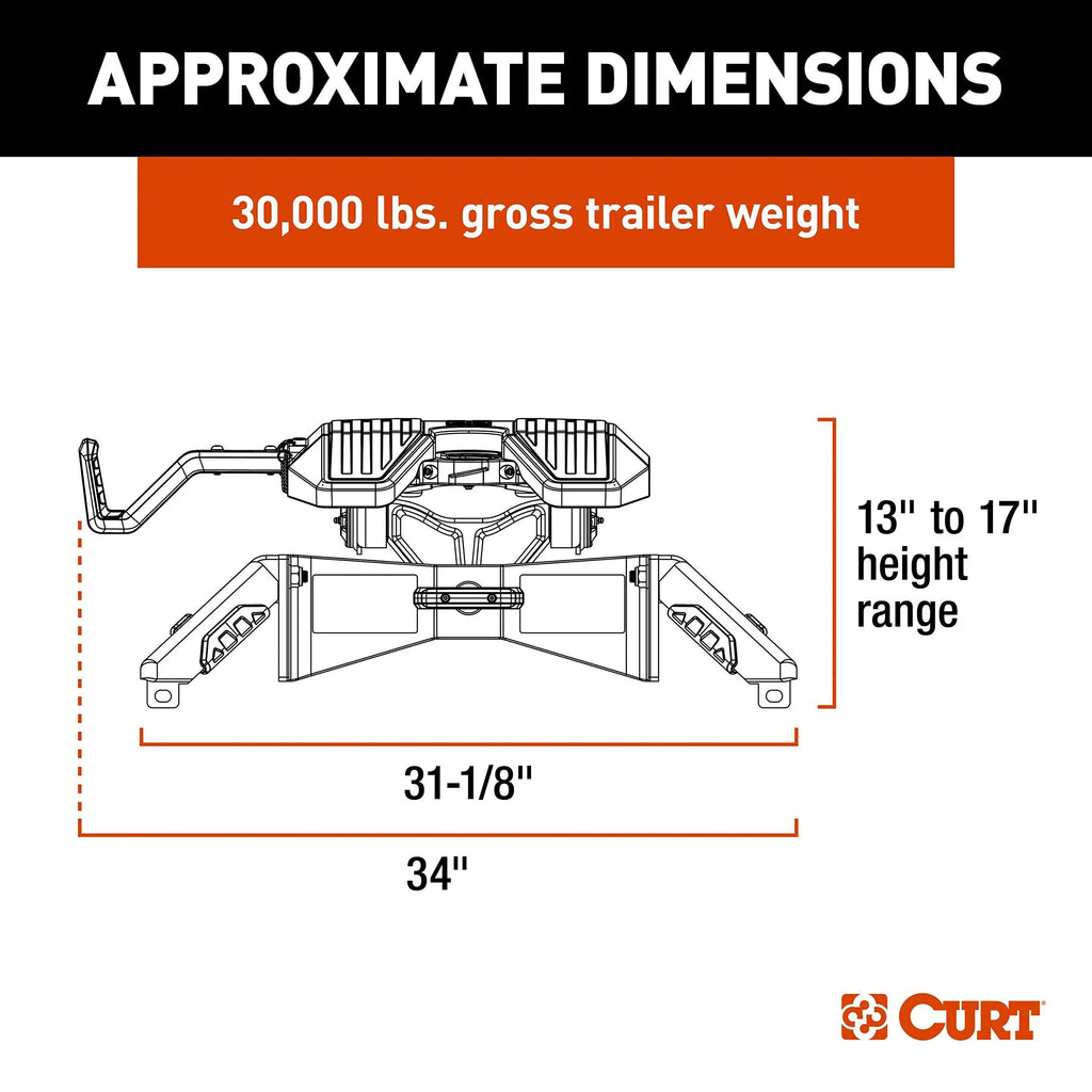Pound Hitch, 16320 30,000 Towing Capacity PowerRide 30K 5th Wheel CURT