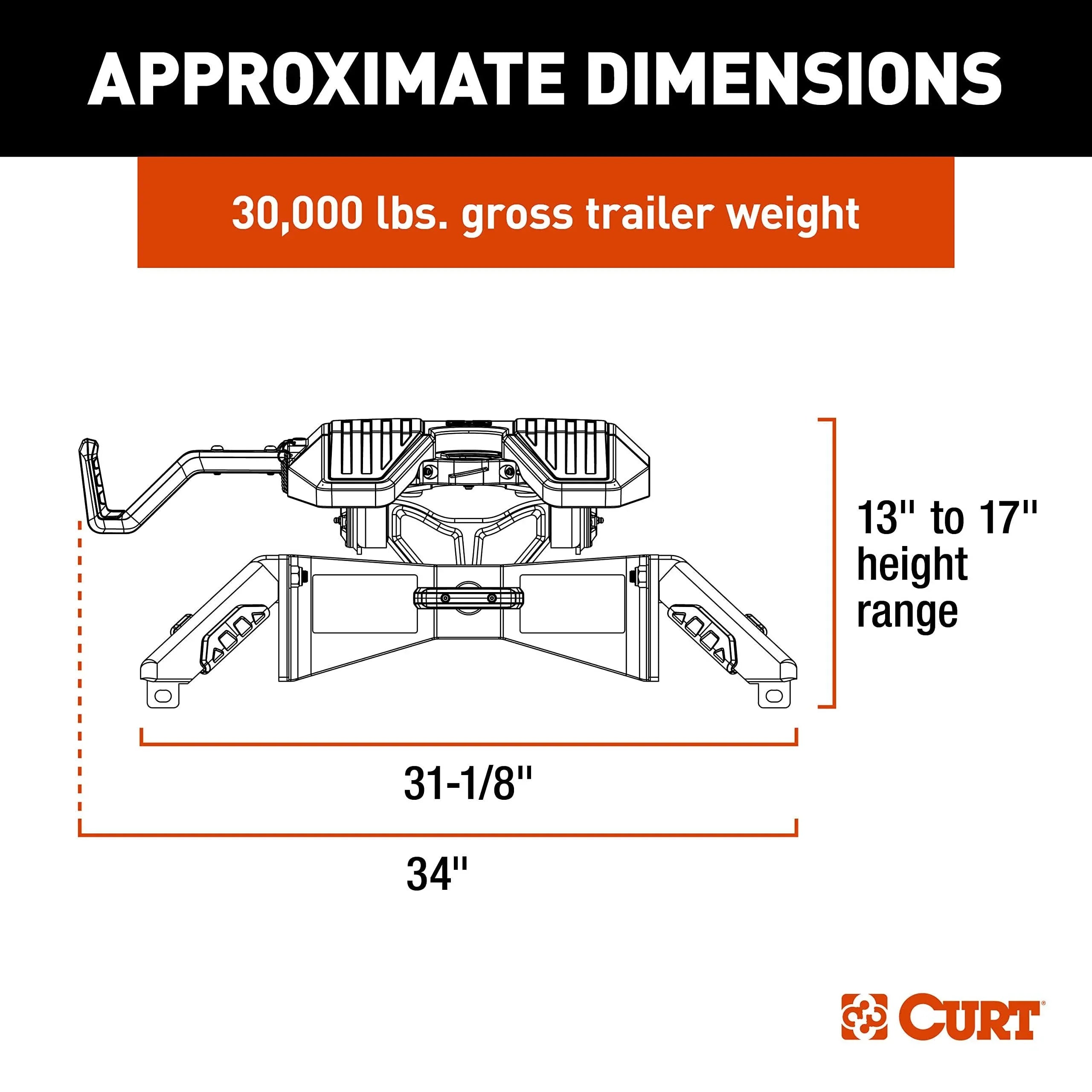 Pound Hitch, 16320 30,000 Towing Capacity PowerRide 30K 5th Wheel CURT