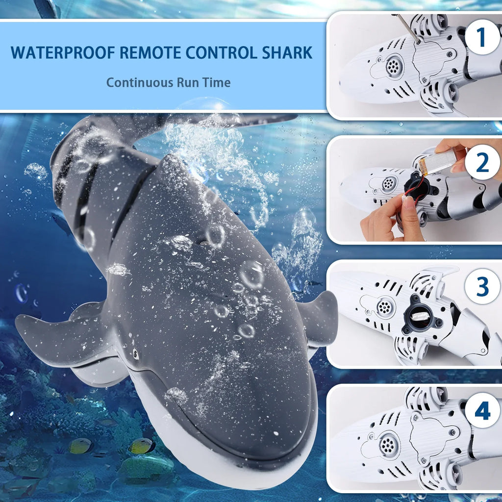 Shark Pool Toys, Toys, for RC Boat Pool Whale Girls, Toy RC Water Boys Toys Spray for Swimming Remote Kids, Ant for Control Diving Class Boat
