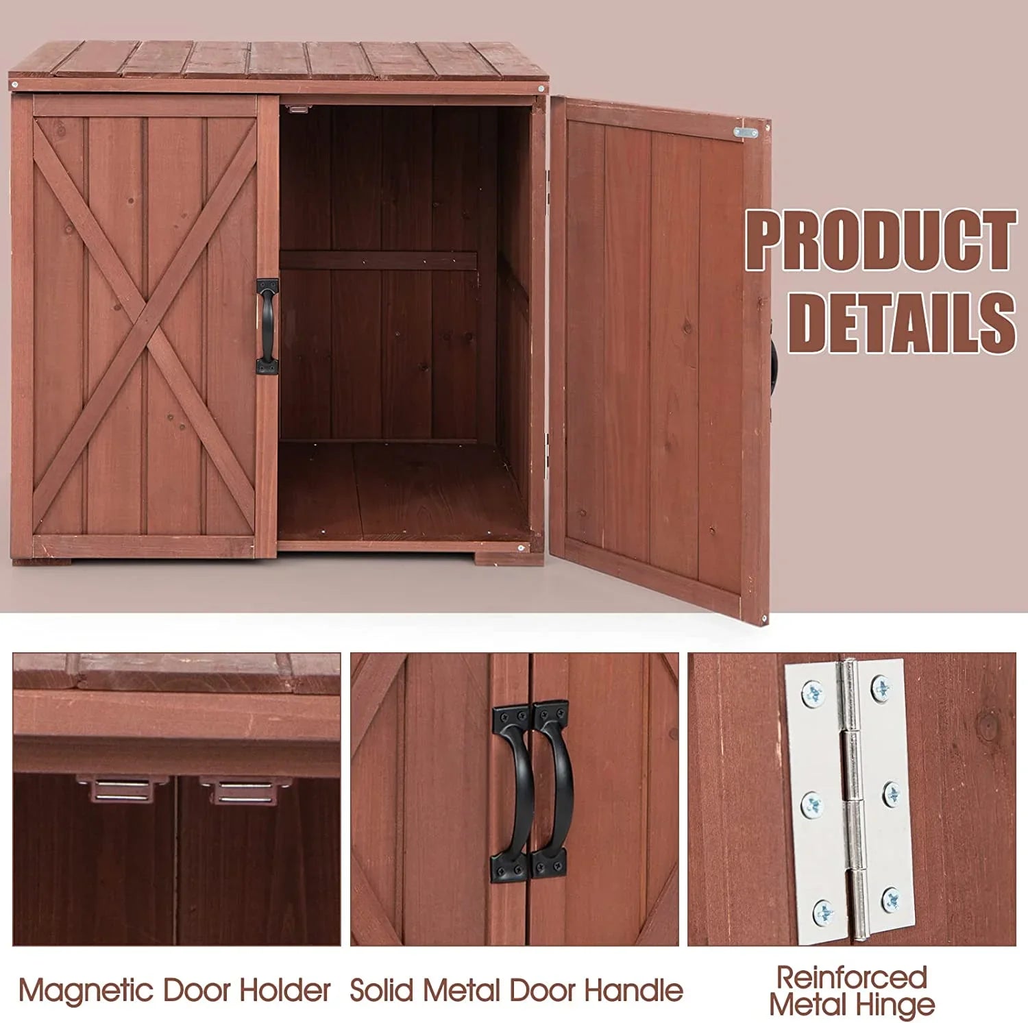 Wooden 30" 28.5" Porch, Outdoor Cabinet Deck Assembly, x 22" Backyard & Storage Box Inner Box, for Countertop, Storage W/Spacious Tool 30" Space x Storage Easy (Brown) Garden