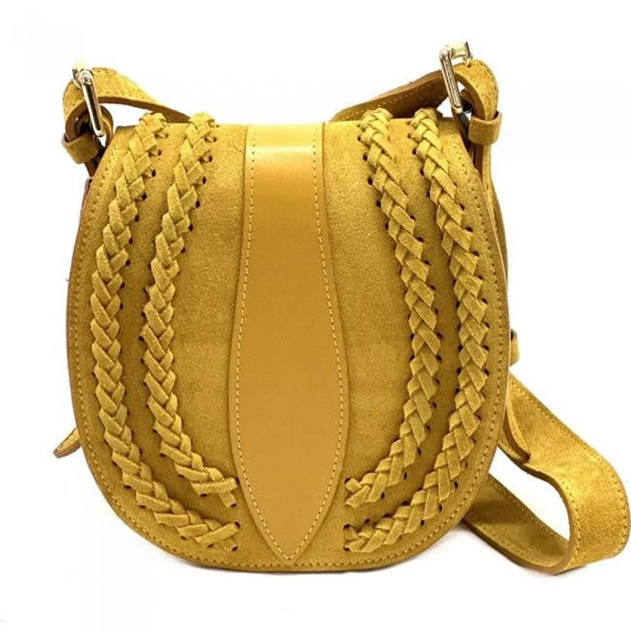 Messenger - Yellow Bag, Vintage Small Womens Suede Leather Lara Italian Artisan