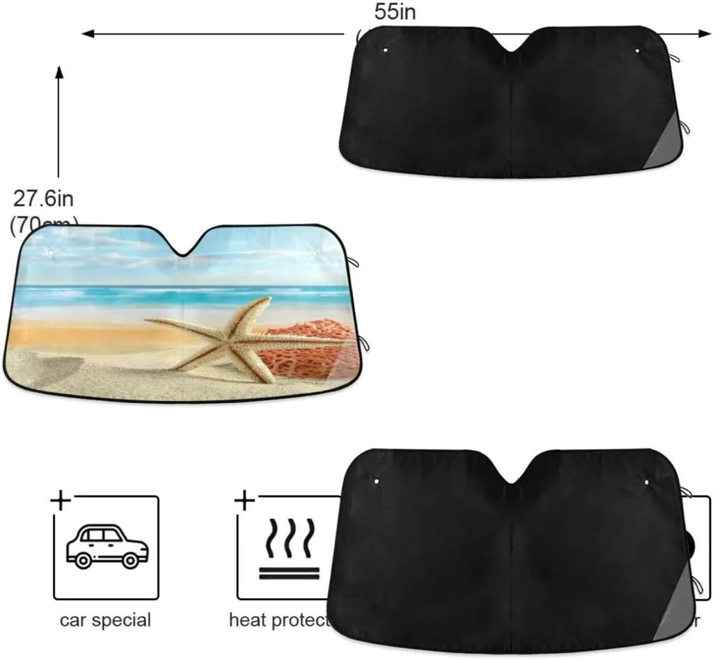 Sunshade Car Tropical Blocks Windshield Shade,oldable to Beach Accessories Cars,SUVs,Trucks-55×27.6in Rays Sun Visor for Protector UV Protect Bestwell and