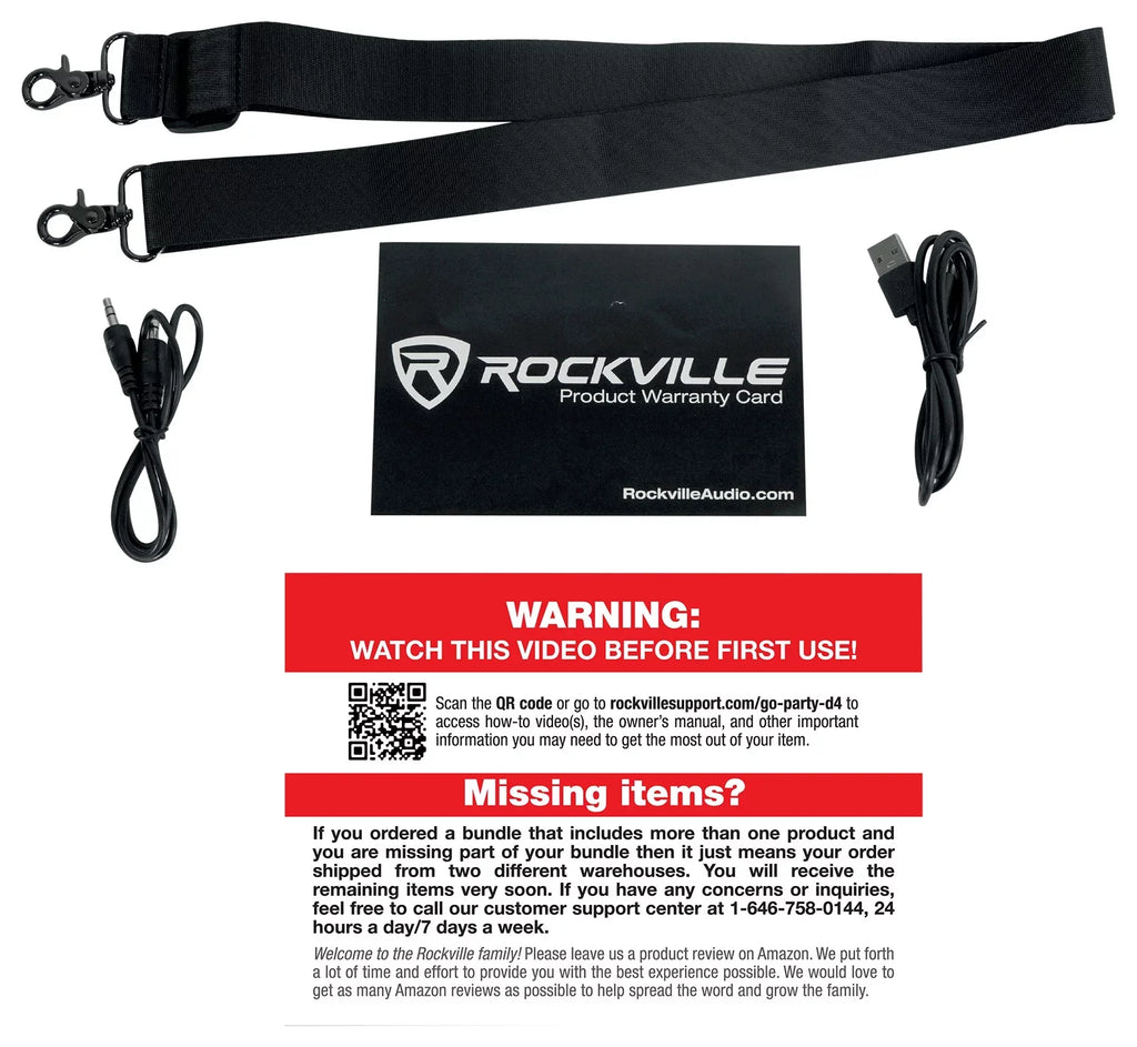 Bass Rockville Bluetooth Portable Go LED Speaker, D4 Deep Party Party Loud Large