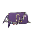 body Leather Strap Logo Cross Purple Chain with Bag Snapshot Women's