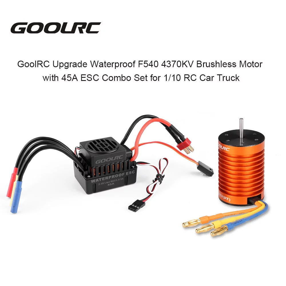 ESC Rookin 110 45A Car F540 Car 4370KV GoolRC Accessory,Set Waterproof Combo 1/10 4370KV Motor Remote