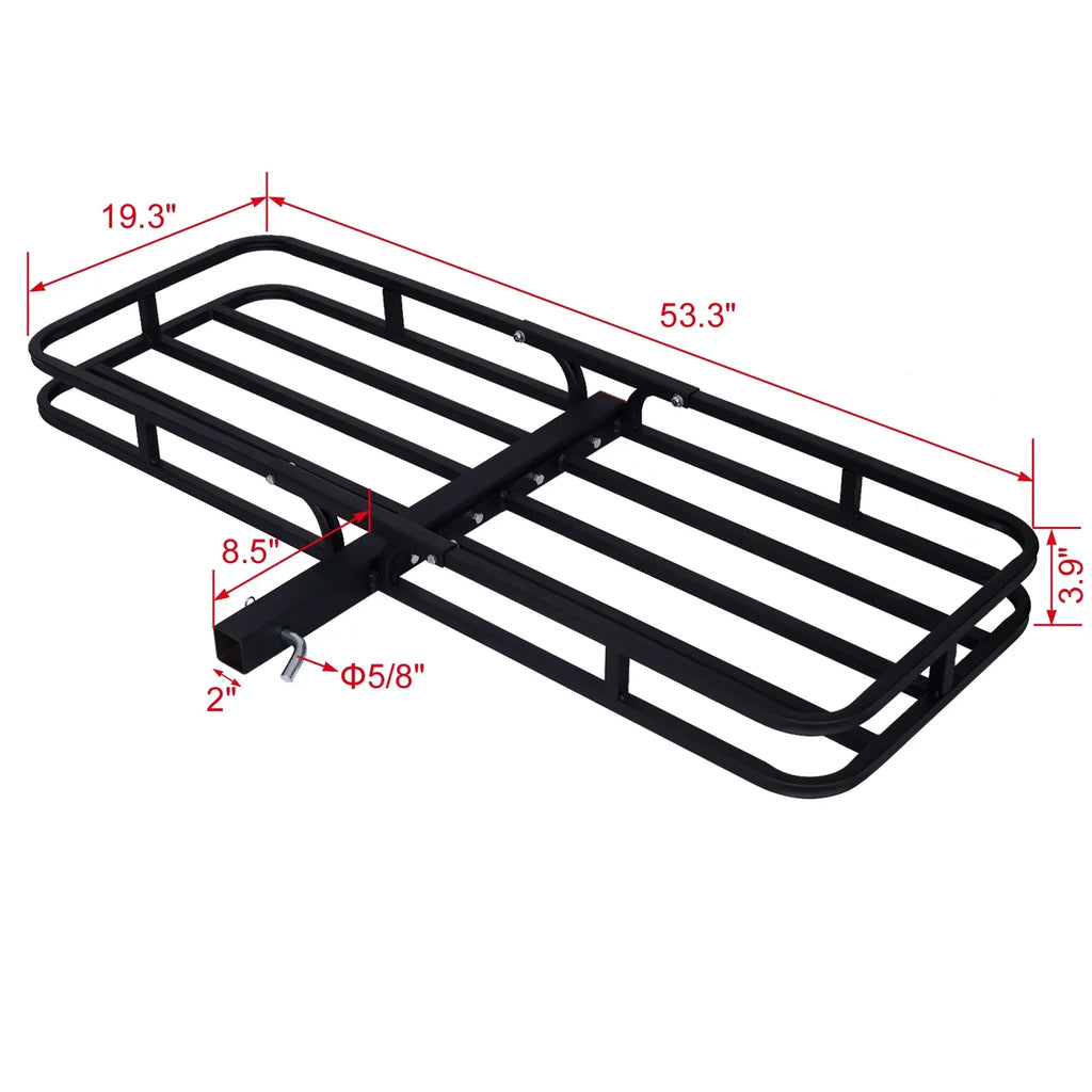 Mount Capacity, Cargo Rear Vans, RV's, - Rack Load Cargo Carrier, 2" Luggage Rack Steel SUV's, Hitch Basket Cars for Trucks, Black Receiver 500-lb with Hitch