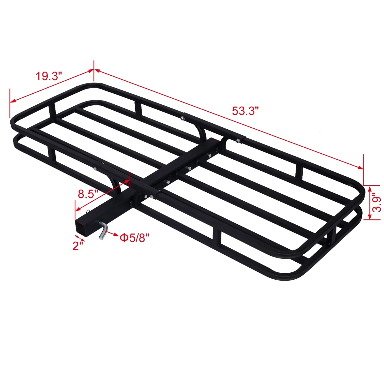 Mount Capacity, Cargo Rear Vans, RV's, - Rack Load Cargo Carrier, 2" Luggage Rack Steel SUV's, Hitch Basket Cars for Trucks, Black Receiver 500-lb with Hitch