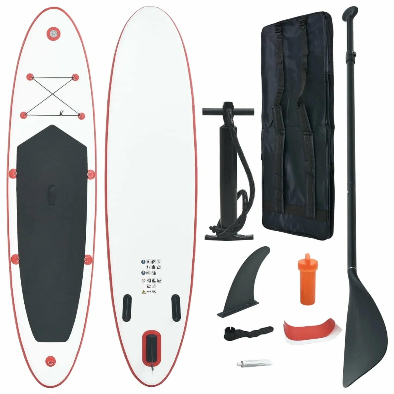 Set Surfboard Board Red Inflatable Paddle and White Andoer