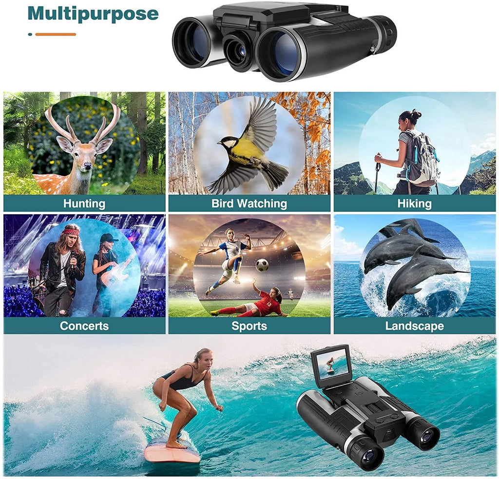 Camonity Camcorder Camera Concert Recorder Bird 2" 32GB Video for Binocular with LCD Football Game 12X Watching Photo Digital Zoom 5M