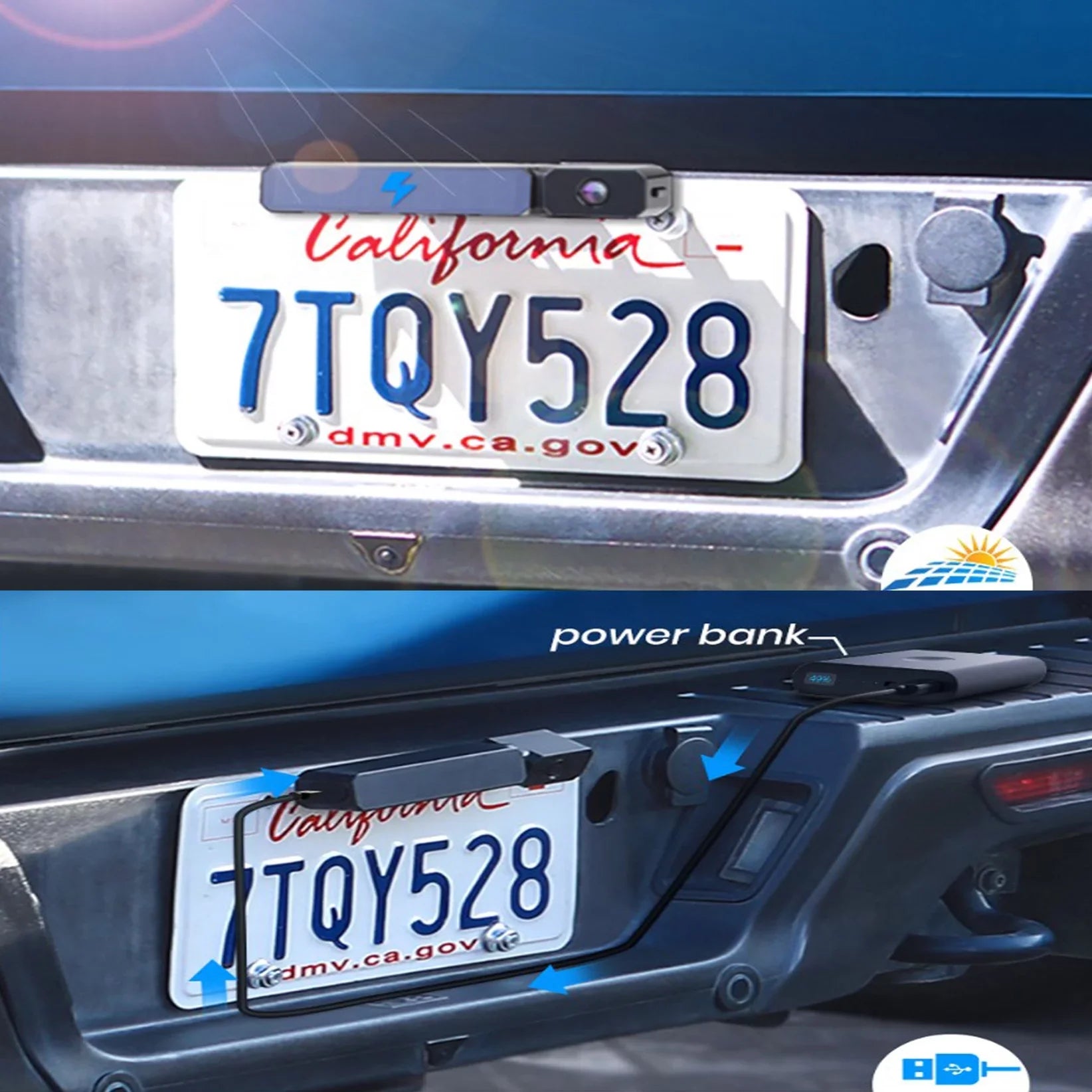 Built-in Camera Solar Battery with Backup Rear for Reverse Systems Wireless Campervan,Trailer Backup Camera View 3350mAh
