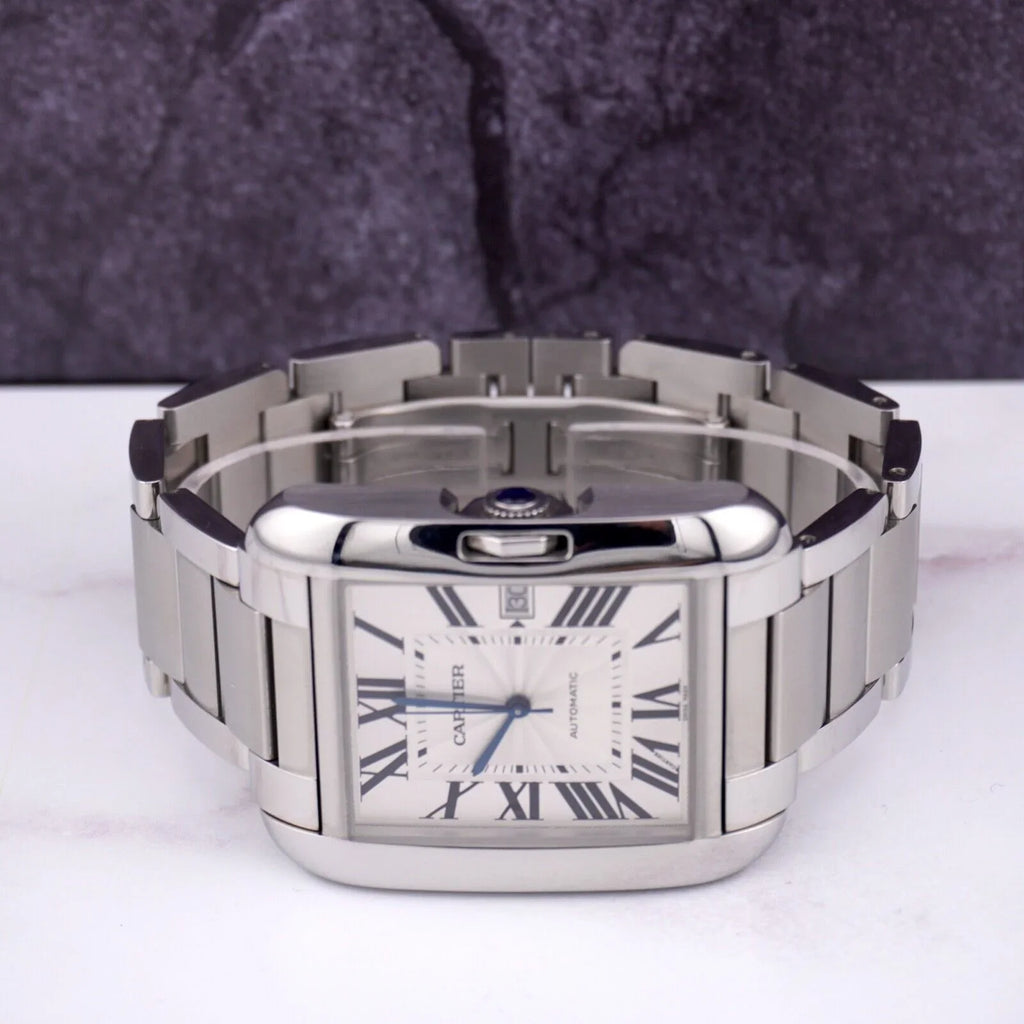 Anglaise Tank Mens 37mm Silver 49mm Cartier Watch by Steel Stainless 3507 Dial
