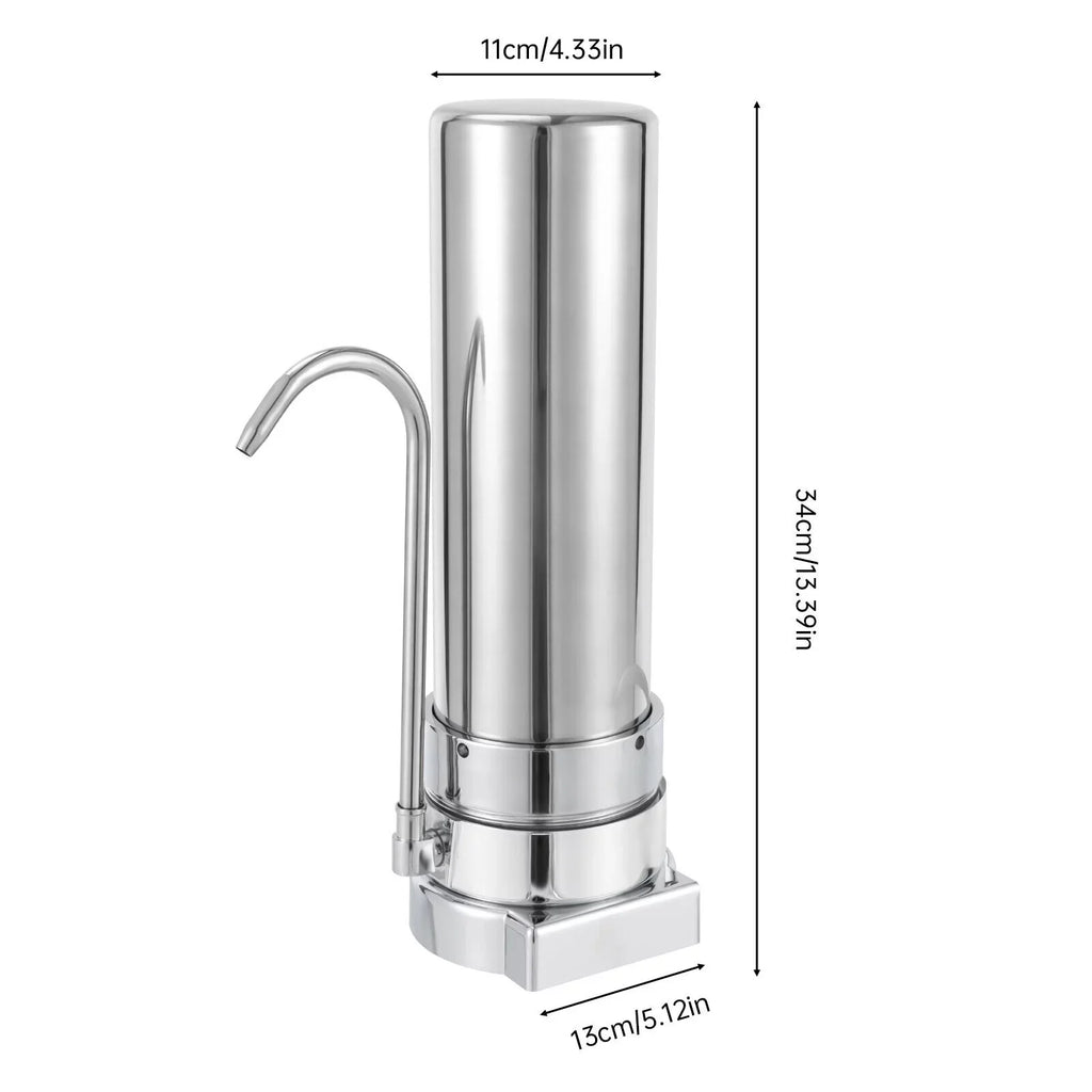 Filter Water Drinking Tap Filtration Countertop System Stainless Sink Filter Silver