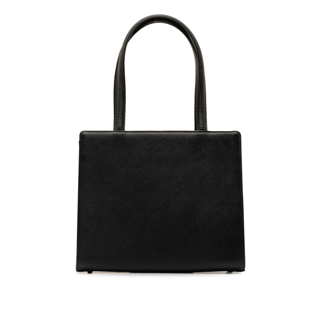 Authenticated Black Handbag Leather Yves Top HandleBag Saint (Good) Laurent Unisex Pre-Owned Calf