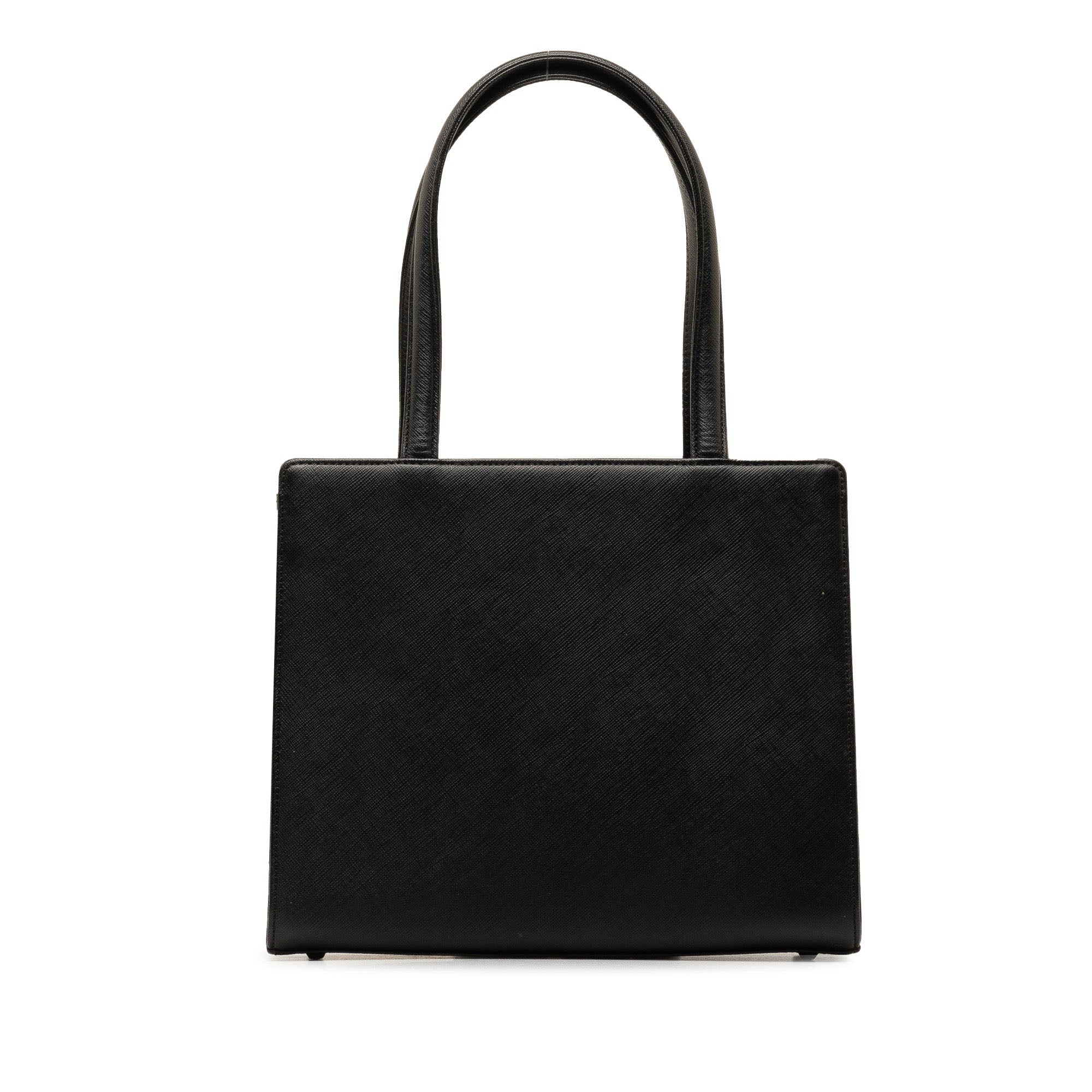 Authenticated Black Handbag Leather Yves Top HandleBag Saint (Good) Laurent Unisex Pre-Owned Calf