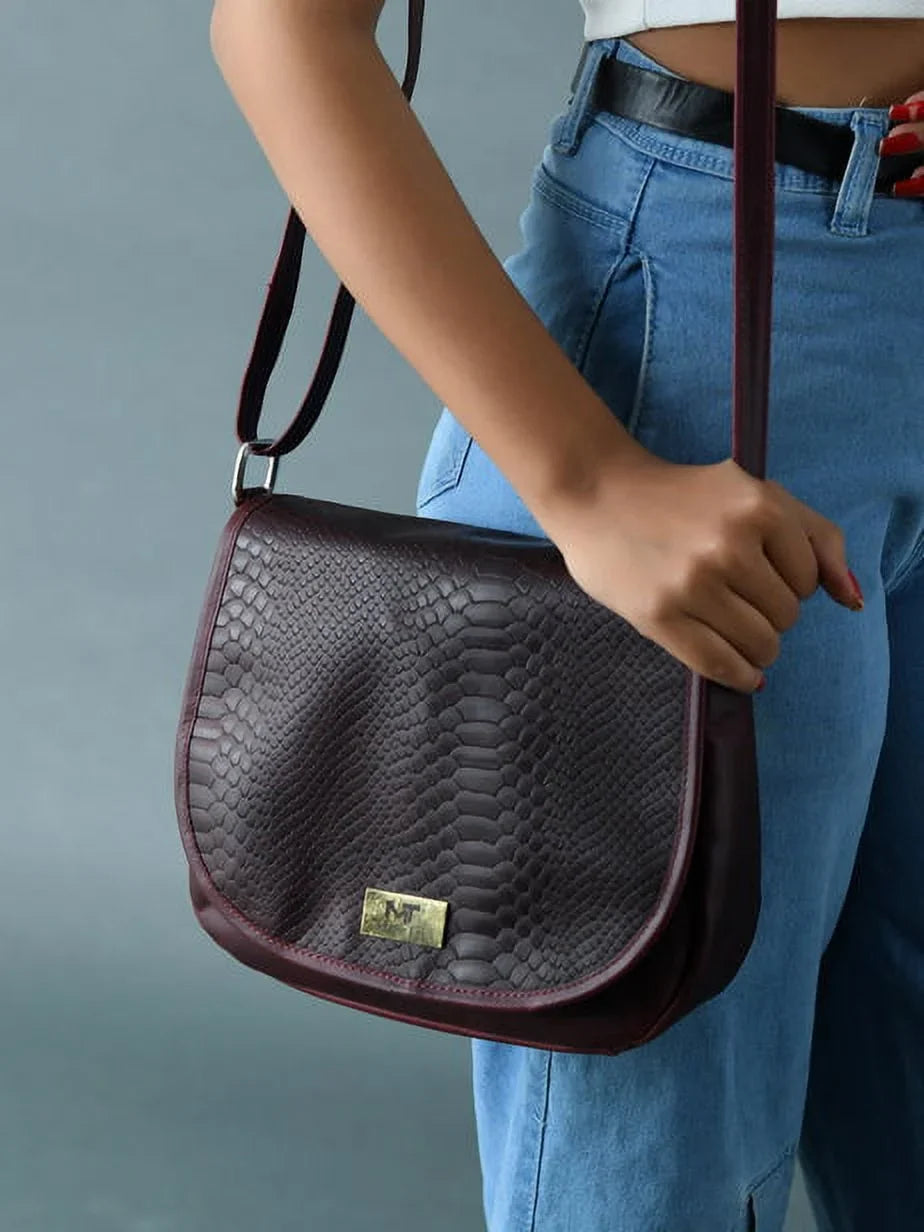 MaheTri Vintage Croco Leather Crossbody Red Satchel Women's Shoulder Bag Bag Pattern Cherry