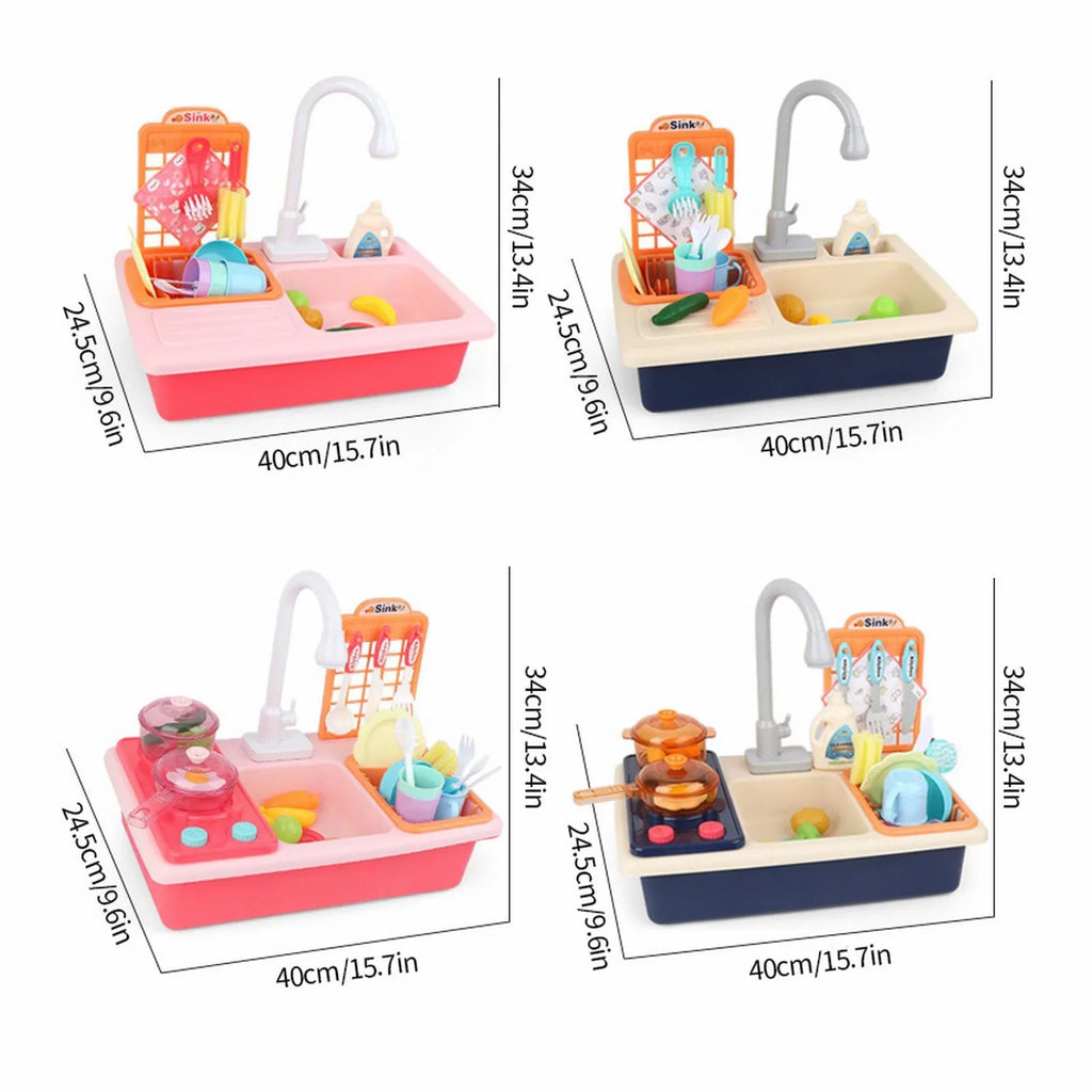 for Children Electric Board Board Role Kitchen System Water for Toys Playing Girls Running Pretend Toys Game Dishwasher Sink Play House Boys Toddlers With Cycle Automatic Play Water Toy Alphabet