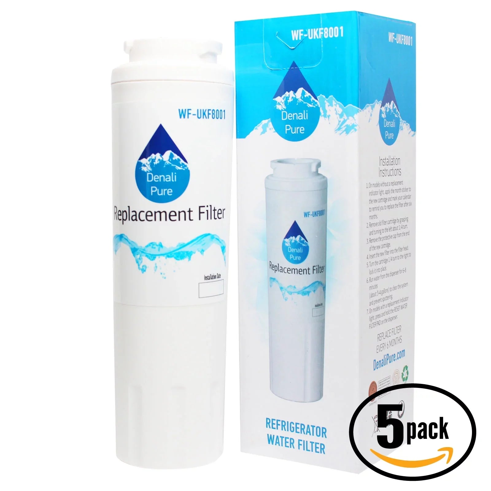 Cartridge Replacement - Air JFX2597AEM Jenn Fridge 5-Pack Water for with Water UKF8001 Compatible Air Jenn Filter Filter Refrigerator