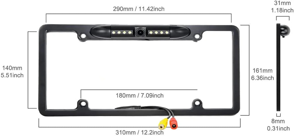Plate Rearview DMX-125BT Kenwood DMX125BT Waterproof Black Backup for Camera License