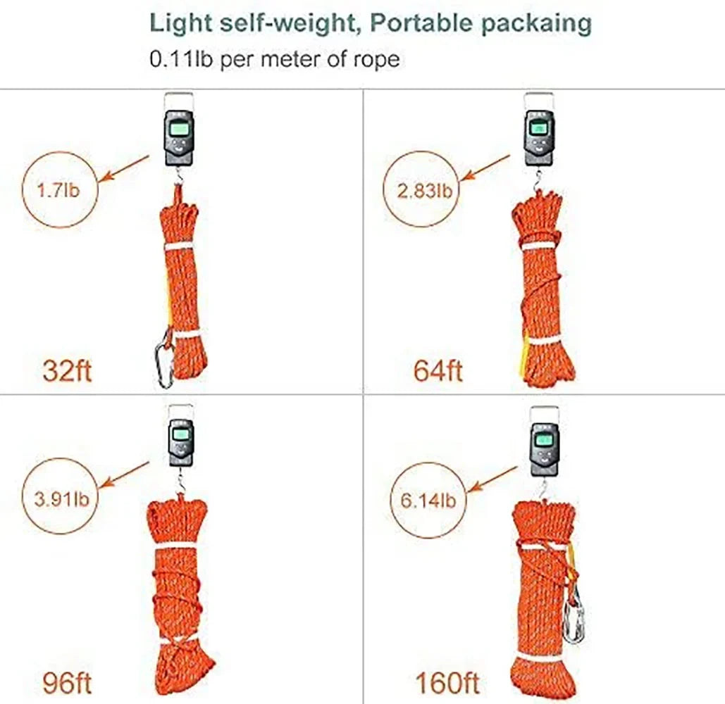 Parachute X Ice Outdoor Rope Climbing 50M(160ft) Static Climbing Rescue Rope XBEN Rope Escape Rock Climbing for Equipment Fire