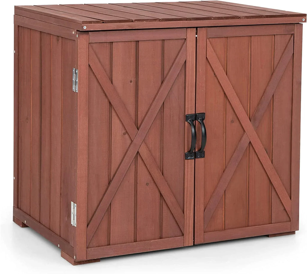 Wooden 30" 28.5" Porch, Outdoor Cabinet Deck Assembly, x 22" Backyard & Storage Box Inner Box, for Countertop, Storage W/Spacious Tool 30" Space x Storage Easy (Brown) Garden