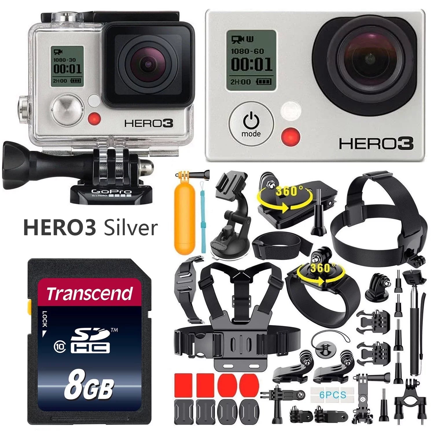 Restored GoPro Wi-Fi Action Camcorder 35-In-1 Silver - Camera Sport (Refurbished) Edition Kit Accessory Action With Camera HERO3