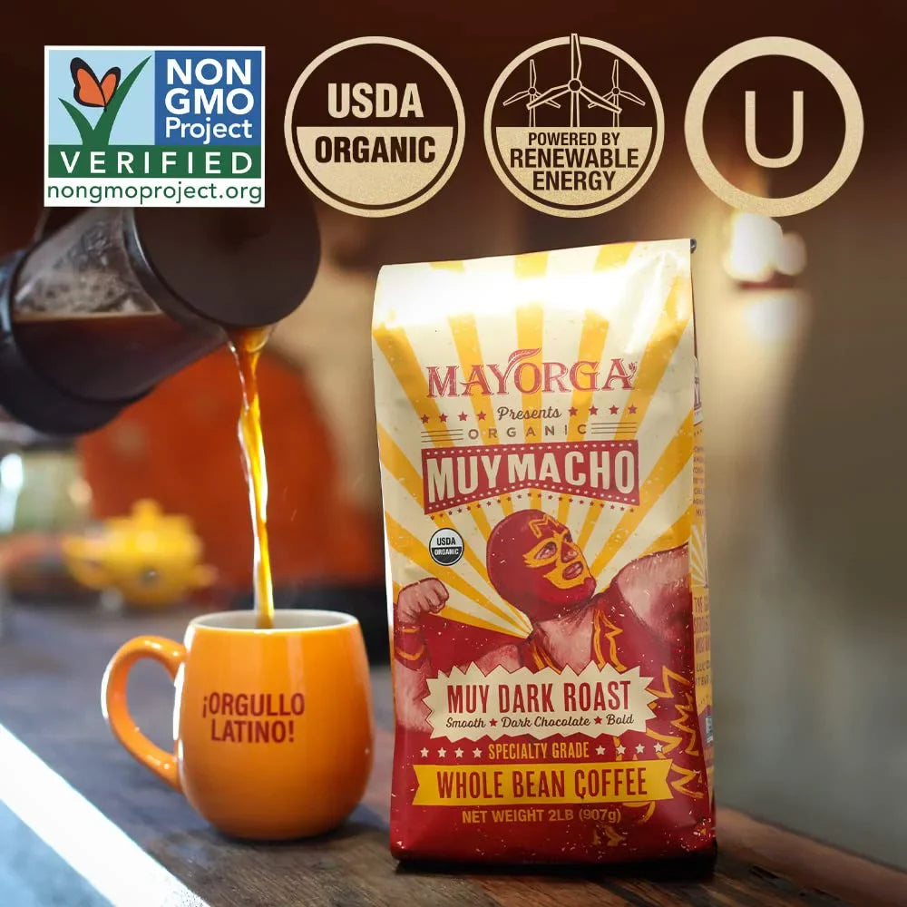 '- Coffee Flavor Macho Dark 100% Whole 2 Blend, - Arabica - Specialty Direct Coffee Grade, Intense Macho Roast Bold (Pack Non-GMO, - 2 lb Beans Muy Coffee, bag the Pound Trade World's Organic of 1) Muy Mayorga Strongest